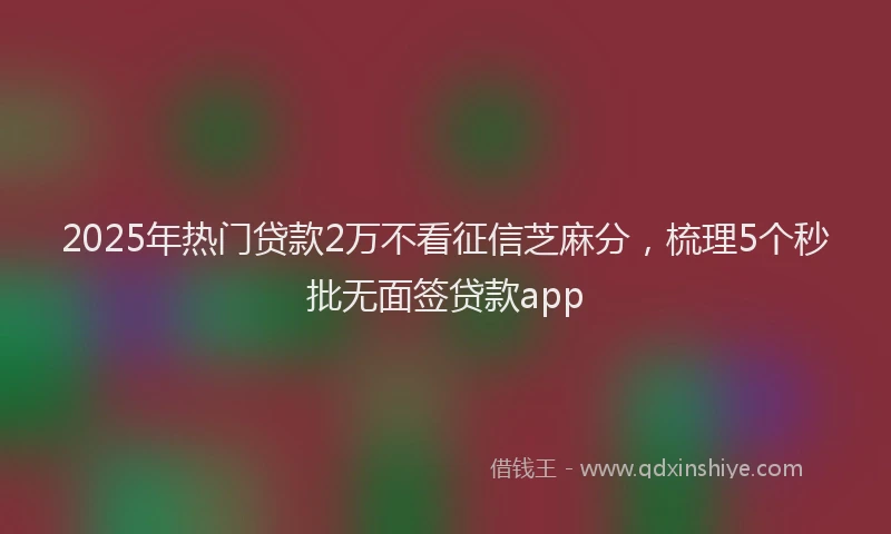 2025年热门贷款2万不看征信芝麻分，梳理5个秒批无面签贷款app