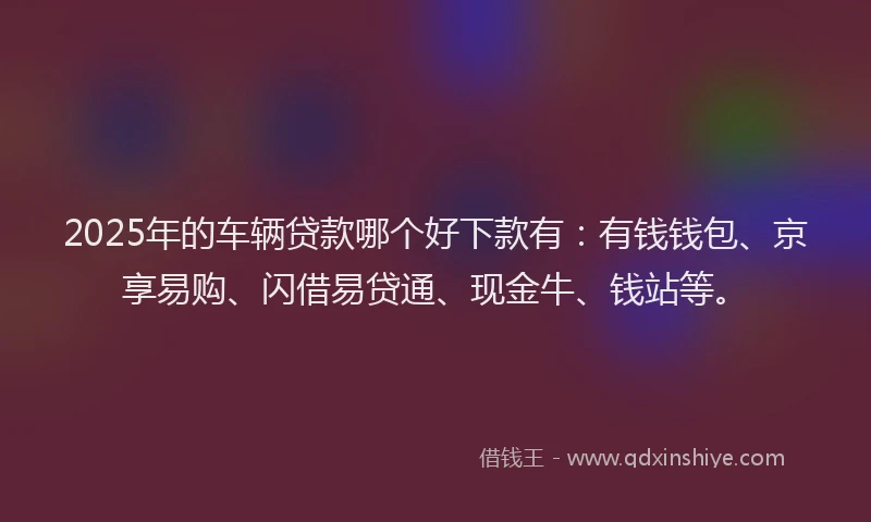 2025年的车辆贷款哪个好下款有：有钱钱包、京享易购、闪借易贷通、现金牛、钱站等。