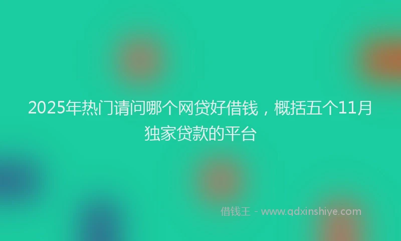 2025年热门请问哪个网贷好借钱，概括五个11月独家贷款的平台