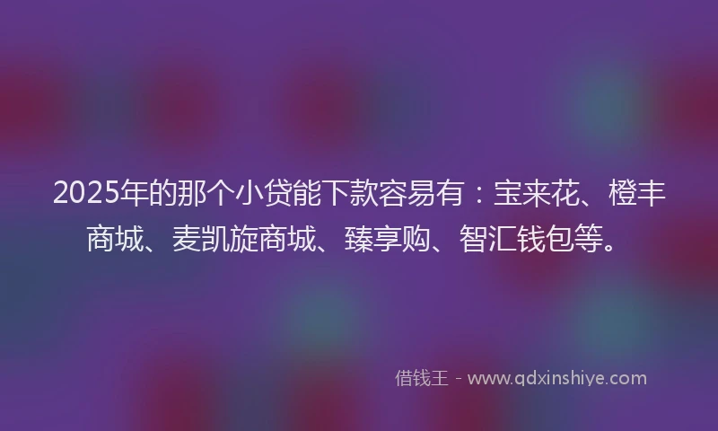 2025年的那个小贷能下款容易有:宝来花、橙丰商城、麦凯旋商城、臻享购、智汇钱包等。