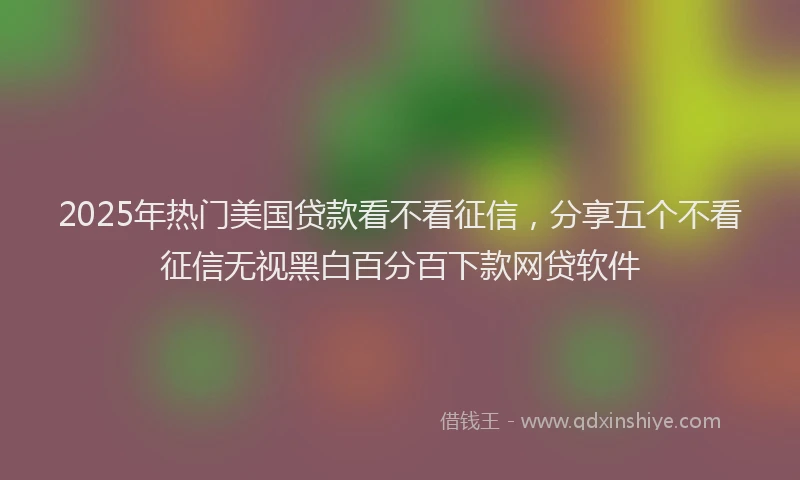 2025年热门美国贷款看不看征信，分享五个不看征信无视黑白百分百下款网贷软件