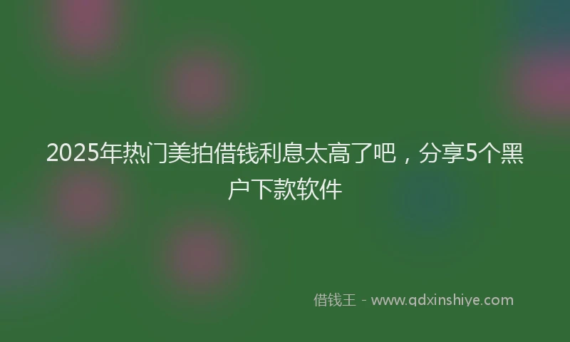 2025年热门美拍借钱利息太高了吧，分享5个黑户下款软件
