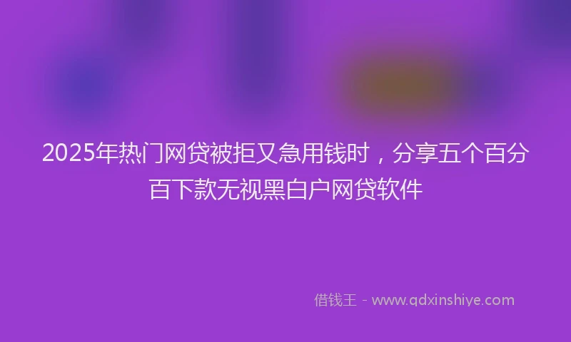 2025年热门网贷被拒又急用钱时，分享五个百分百下款无视黑白户网贷软件