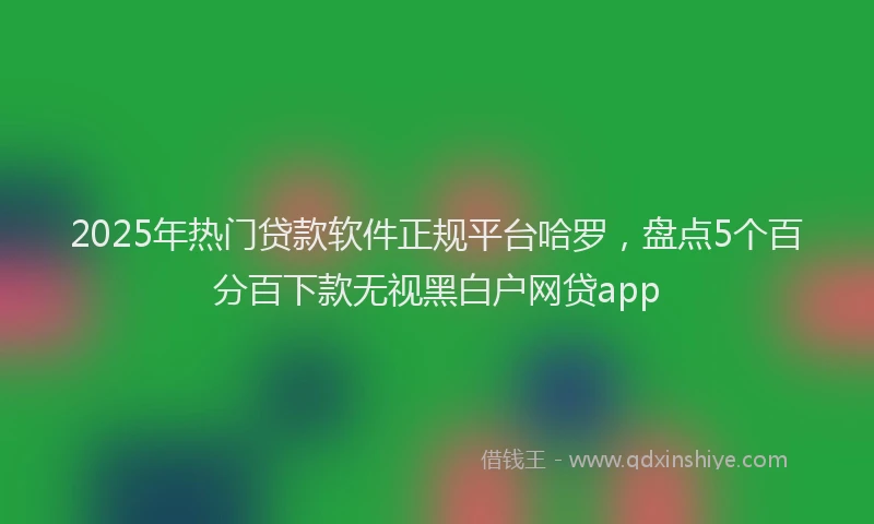 2025年热门贷款软件正规平台哈罗，盘点5个百分百下款无视黑白户网贷app