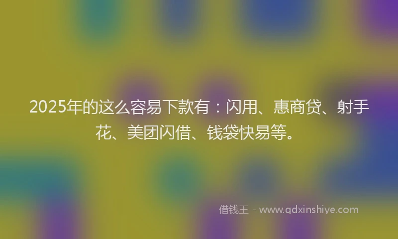 2025年的这么容易下款有：闪用、惠商贷、射手花、美团闪借、钱袋快易等。