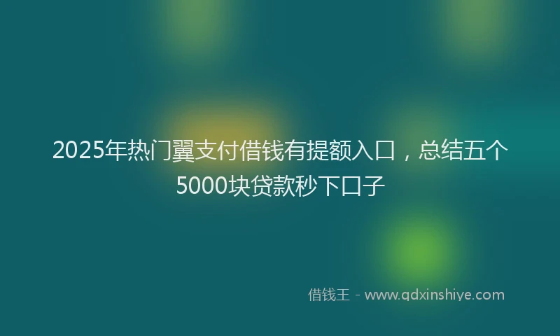2025年热门翼支付借钱有提额入口，总结五个5000块贷款秒下口子