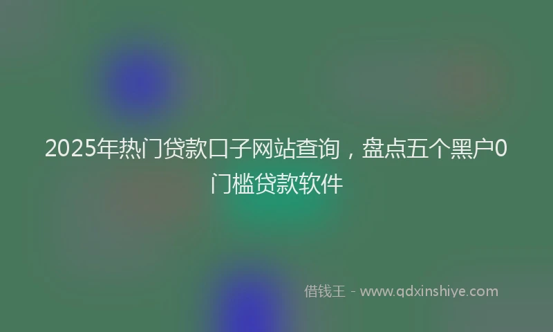 2025年热门贷款口子网站查询，盘点五个黑户0门槛贷款软件
