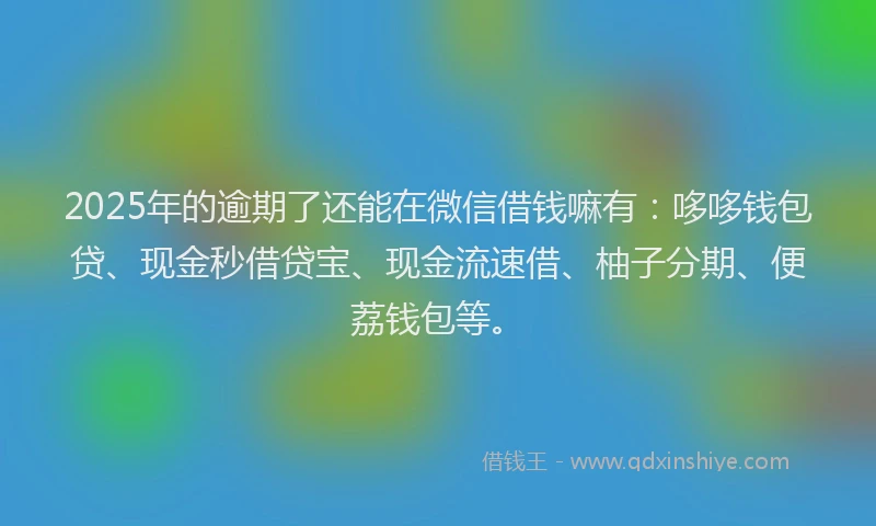 2025年的逾期了还能在微信借钱嘛有：哆哆钱包贷、现金秒借贷宝、现金流速借、柚子分期、便荔钱包等。