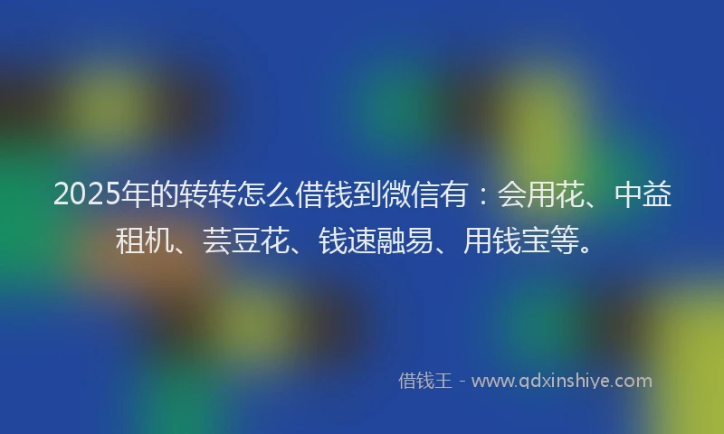 2025年的转转怎么借钱到微信有：会用花、中益租机、芸豆花、钱速融易、用钱宝等。