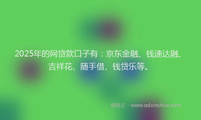 2025年的网贷款口子有：京东金融、钱速达融、吉祥花、随手借、钱贷乐等。