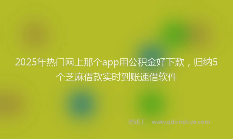 2025年热门网上那个app用公积金好下款，归纳5个芝麻借款实时到账速借软件