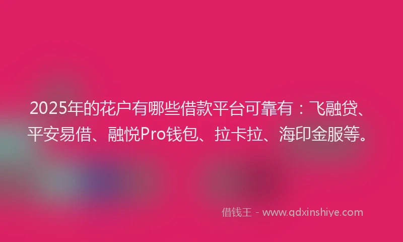 2025年的花户有哪些借款平台可靠有：飞融贷、平安易借、融悦Pro钱包、拉卡拉、海印金服等。