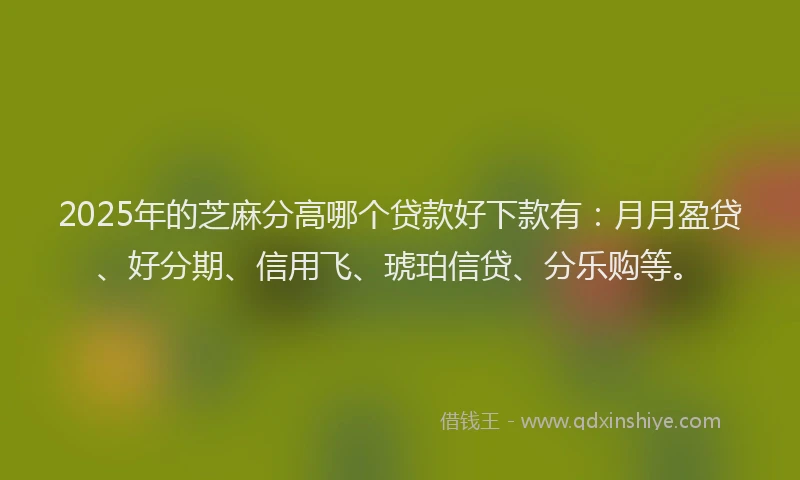 2025年的芝麻分高哪个贷款好下款有：月月盈贷、好分期、信用飞、琥珀信贷、分乐购等。