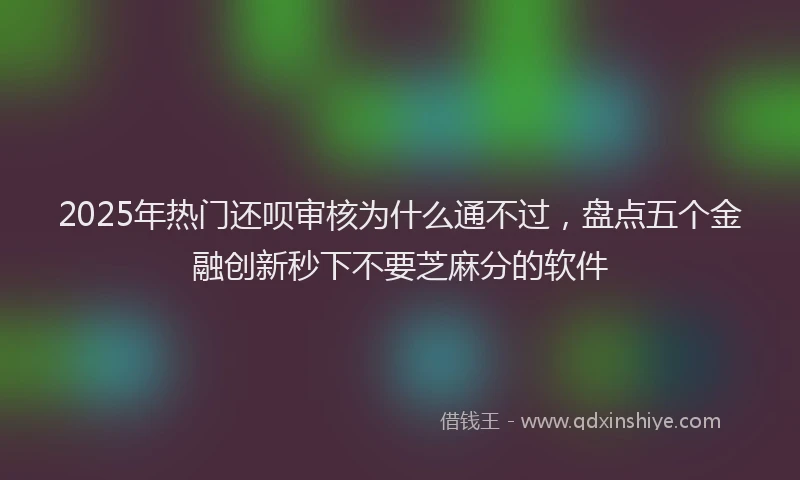 2025年热门还呗审核为什么通不过，盘点五个金融创新秒下不要芝麻分的软件