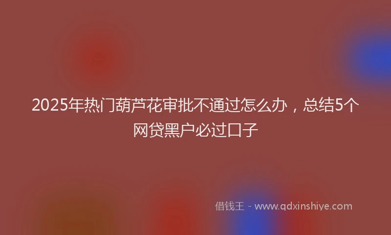 2025年热门葫芦花审批不通过怎么办,总结5个网贷黑户必过口子