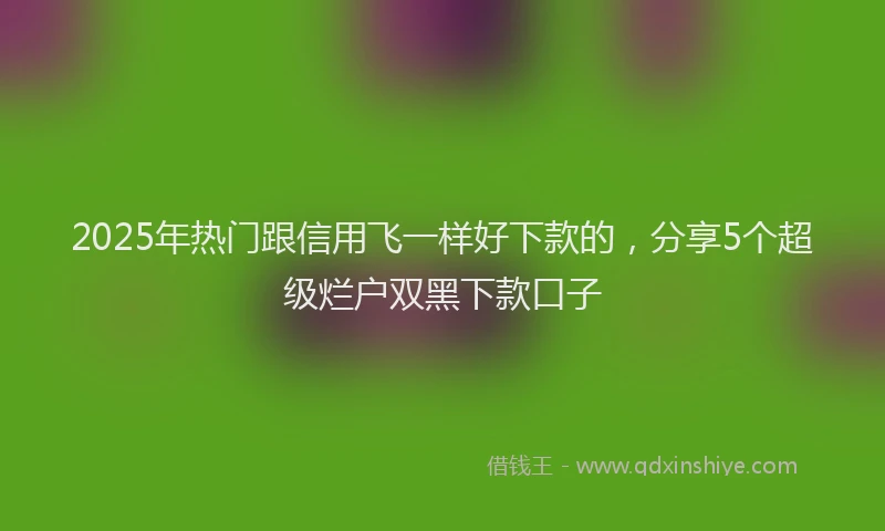 2025年热门跟信用飞一样好下款的，分享5个超级烂户双黑下款口子