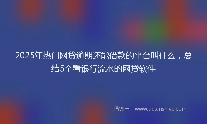 2025年热门网贷逾期还能借款的平台叫什么，总结5个看银行流水的网贷软件