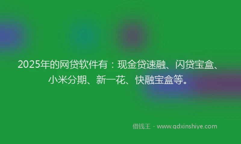 2025年的网贷软件有：现金贷速融、闪贷宝盒、小米分期、新一花、快融宝盒等。