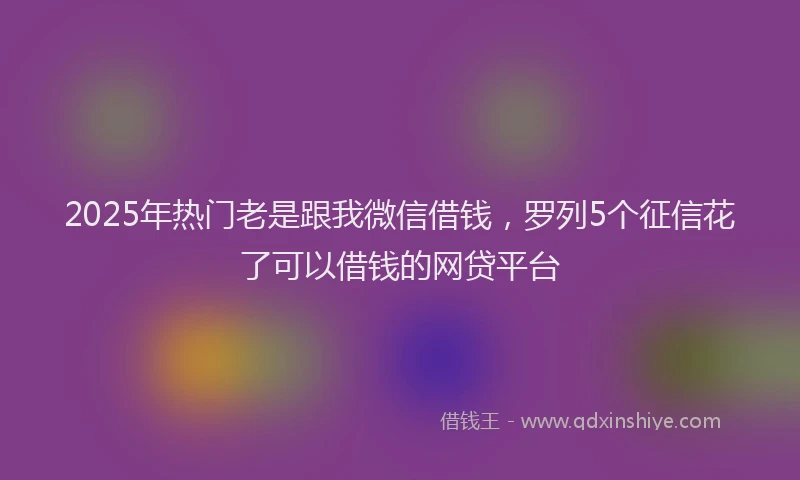 2025年热门老是跟我微信借钱，罗列5个征信花了可以借钱的网贷平台