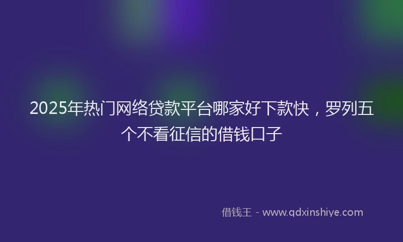 2025年热门网络贷款平台哪家好下款快，罗列五个不看征信的借钱口子