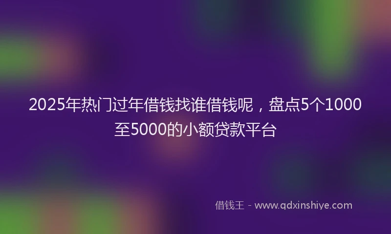 2025年热门过年借钱找谁借钱呢，盘点5个1000至5000的小额贷款平台
