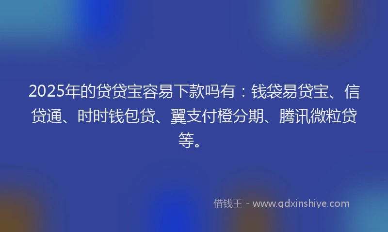 2025年的贷贷宝容易下款吗有：钱袋易贷宝、信贷通、时时钱包贷、翼支付橙分期、腾讯微粒贷等。