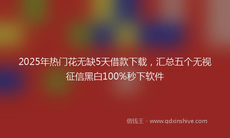 2025年热门花无缺5天借款下载，汇总五个无视征信黑白100%秒下软件