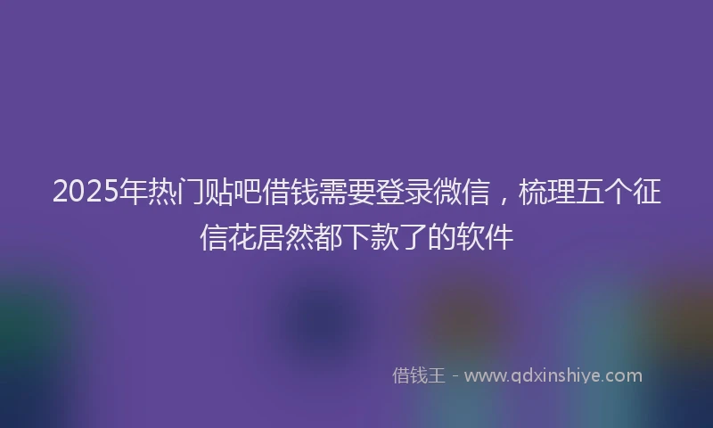 2025年热门贴吧借钱需要登录微信，梳理五个征信花居然都下款了的软件
