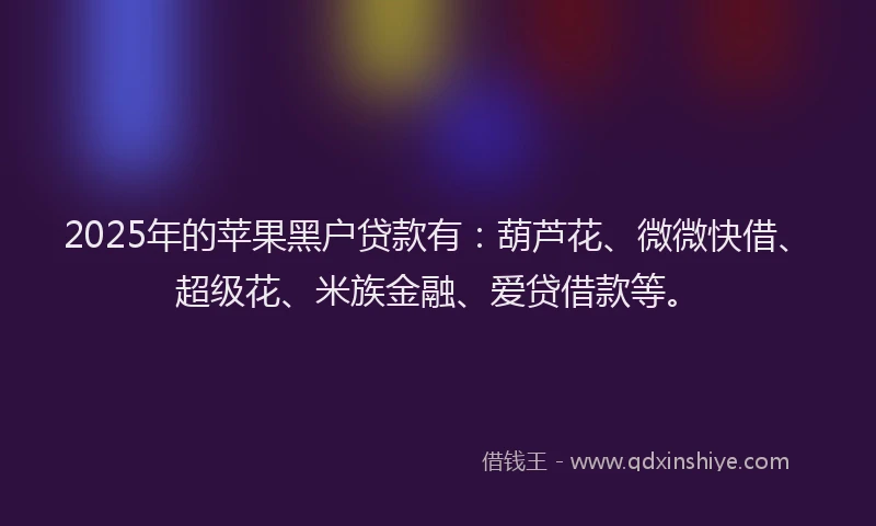 2025年的苹果黑户贷款有：葫芦花、微微快借、超级花、米族金融、爱贷借款等。