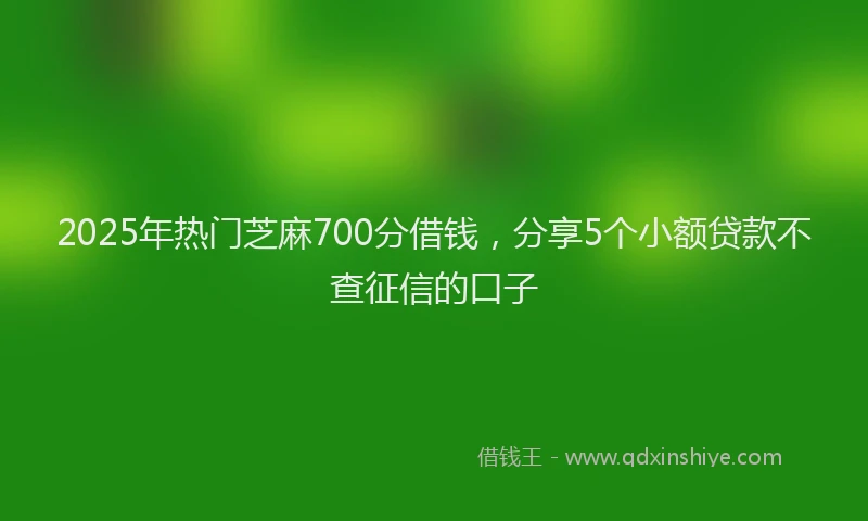 2025年热门芝麻700分借钱，分享5个小额贷款不查征信的口子