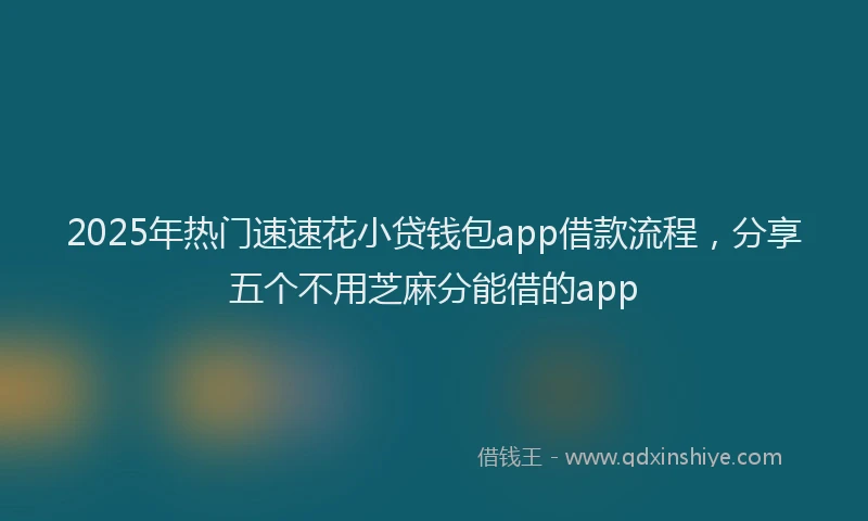 2025年热门速速花小贷钱包app借款流程，分享五个不用芝麻分能借的app