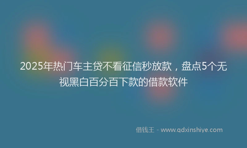 2025年热门车主贷不看征信秒放款,盘点5个无视黑白百分百下款的借款软件