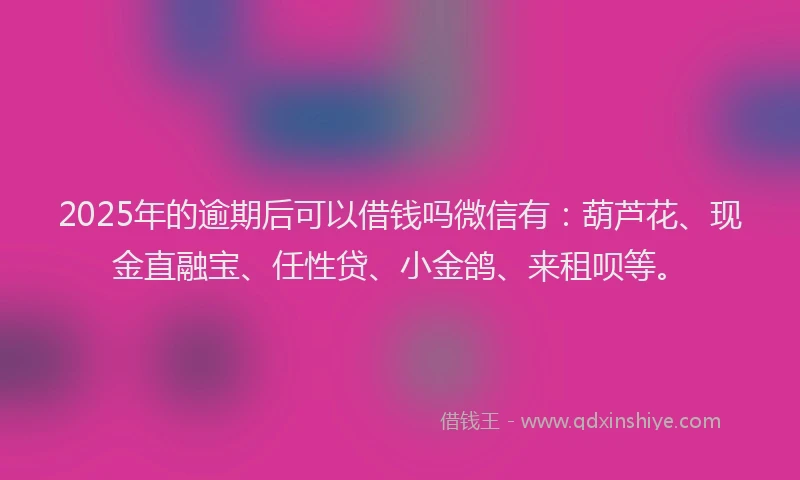 2025年的逾期后可以借钱吗微信有：葫芦花、现金直融宝、任性贷、小金鸽、来租呗等。