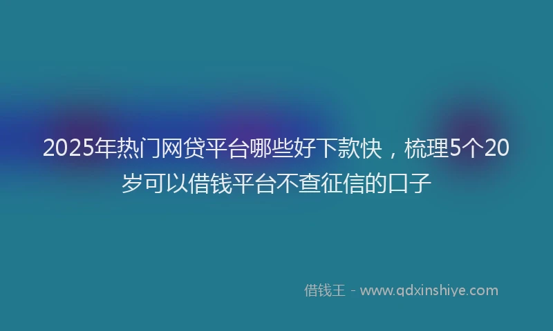 2025年热门网贷平台哪些好下款快，梳理5个20岁可以借钱平台不查征信的口子
