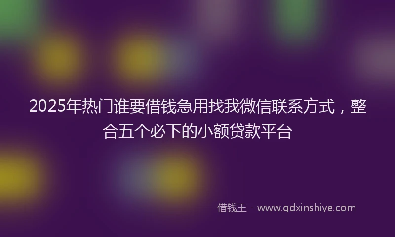 2025年热门谁要借钱急用找我微信联系方式，整合五个必下的小额贷款平台