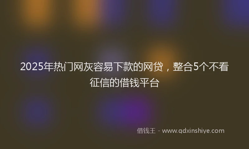 2025年热门网灰容易下款的网贷，整合5个不看征信的借钱平台