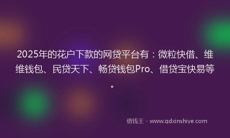2025年的花户下款的网贷平台有：微粒快借、维维钱包、民贷天下、畅贷钱包Pro、借贷宝快易等。