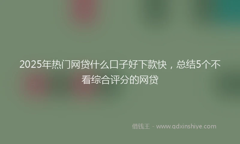 2025年热门网贷什么口子好下款快，总结5个不看综合评分的网贷