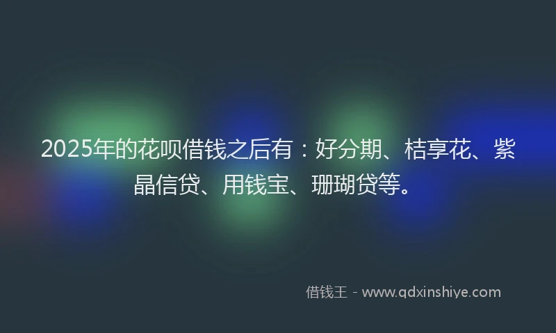 2025年的花呗借钱之后有：好分期、桔享花、紫晶信贷、用钱宝、珊瑚贷等。
