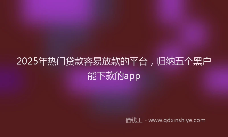 2025年热门贷款容易放款的平台，归纳五个黑户能下款的app