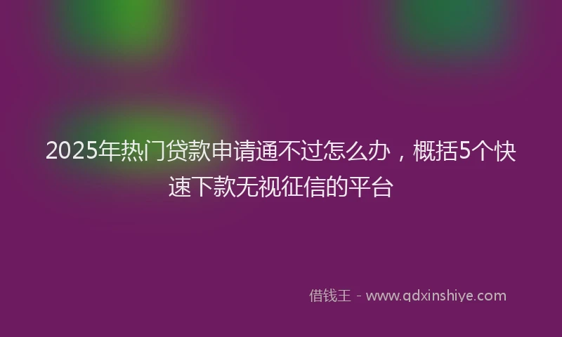 2025年热门贷款申请通不过怎么办，概括5个快速下款无视征信的平台