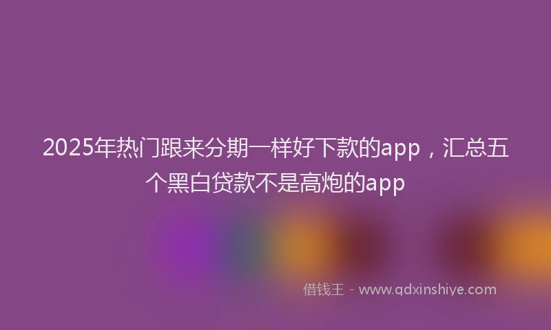 2025年热门跟来分期一样好下款的app，汇总五个黑白贷款不是高炮的app