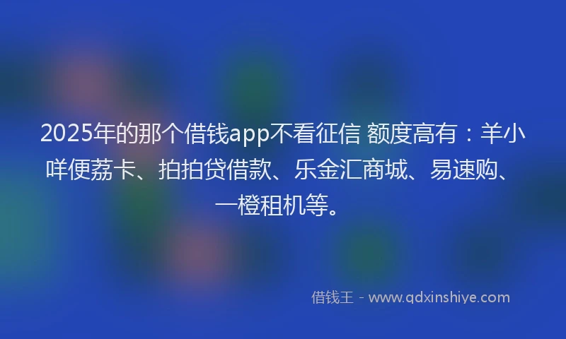 2025年的那个借钱app不看征信 额度高有：羊小咩便荔卡、拍拍贷借款、乐金汇商城、易速购、一橙租机等。