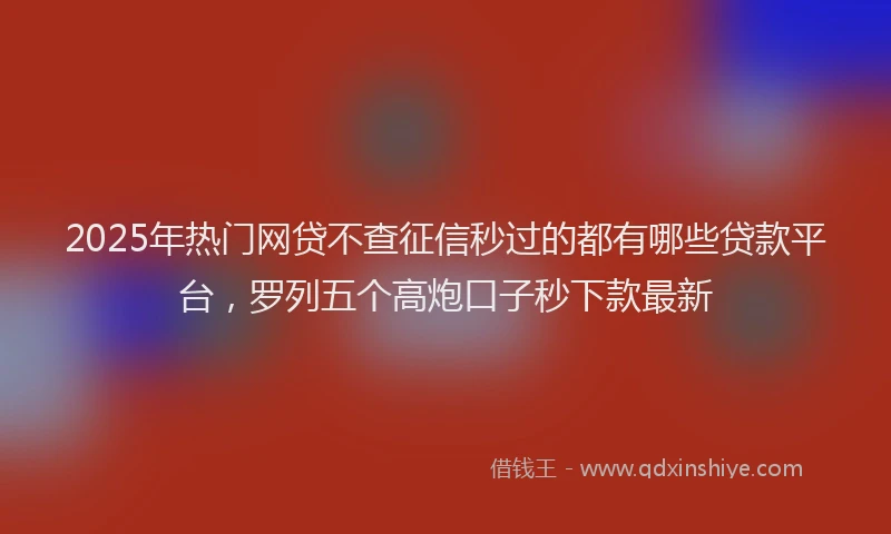 2025年热门网贷不查征信秒过的都有哪些贷款平台，罗列五个高炮口子秒下款最新