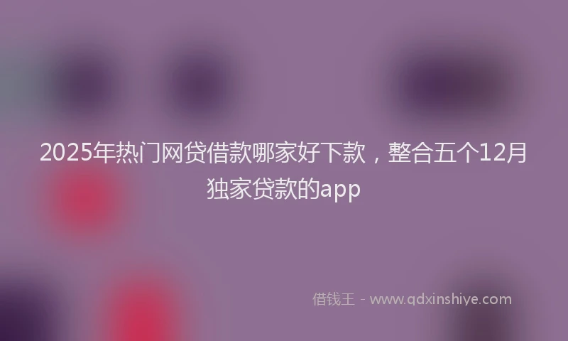 2025年热门网贷借款哪家好下款，整合五个12月独家贷款的app
