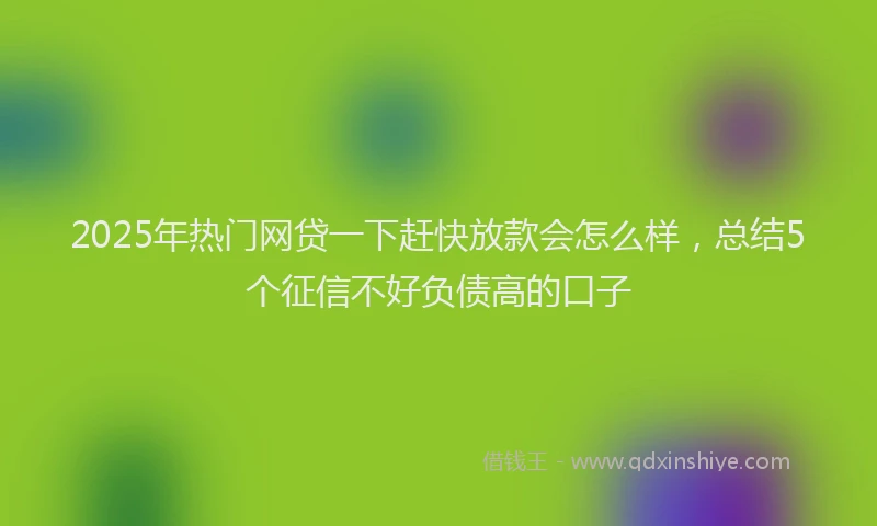 2025年热门网贷一下赶快放款会怎么样，总结5个征信不好负债高的口子