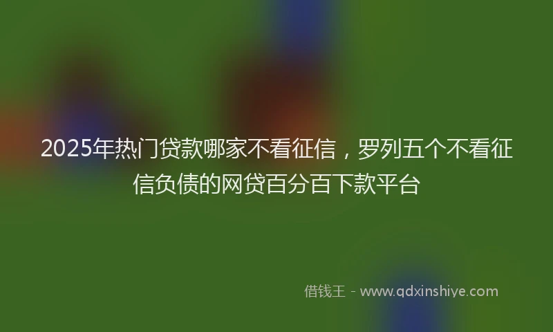 2025年热门贷款哪家不看征信，罗列五个不看征信负债的网贷百分百下款平台