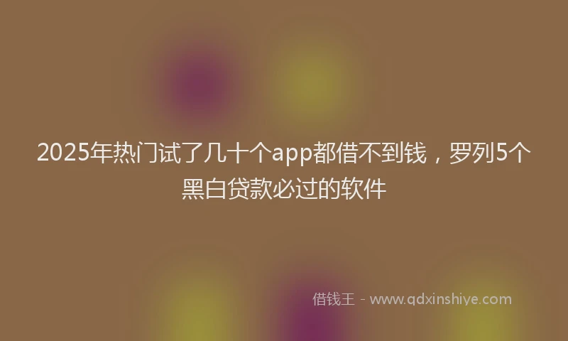 2025年热门试了几十个app都借不到钱，罗列5个黑白贷款必过的软件