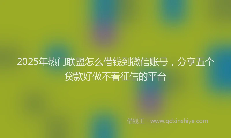 2025年热门联盟怎么借钱到微信账号，分享五个贷款好做不看征信的平台