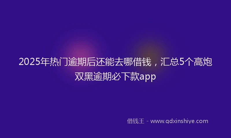2025年热门逾期后还能去哪借钱，汇总5个高炮双黑逾期必下款app
